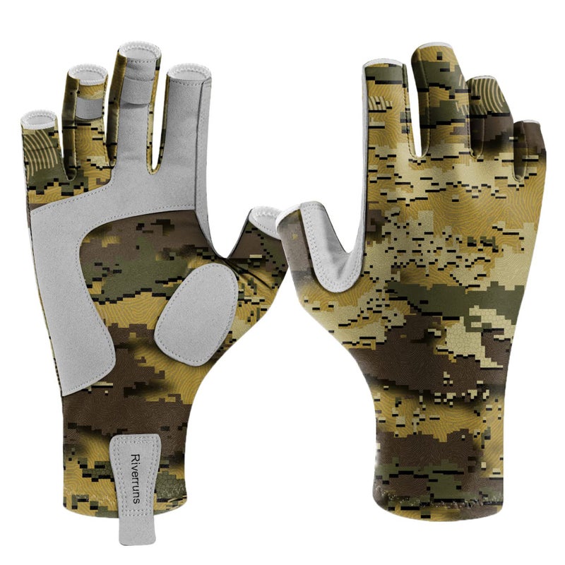 Riverruns Fishing Gloves UPF 50+ Sun Gloves UV Protection Men Women for Outdoor, Kayaking, Rowing, Hiking, Cycling, Driving(Light Khaki, XL) - Image 1